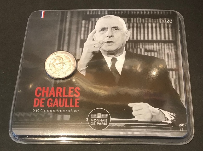 2 Euromunt Frankrijk 2020 Charles de Gaulle in blister (afbeelding voor) 2 Euromunt Frankrijk 2020 Charles de Gaulle in blister